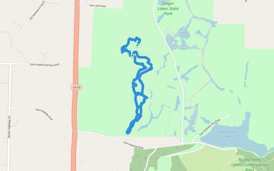 Kelley Branch Mountain Bike Trail walking route map in Hallsville