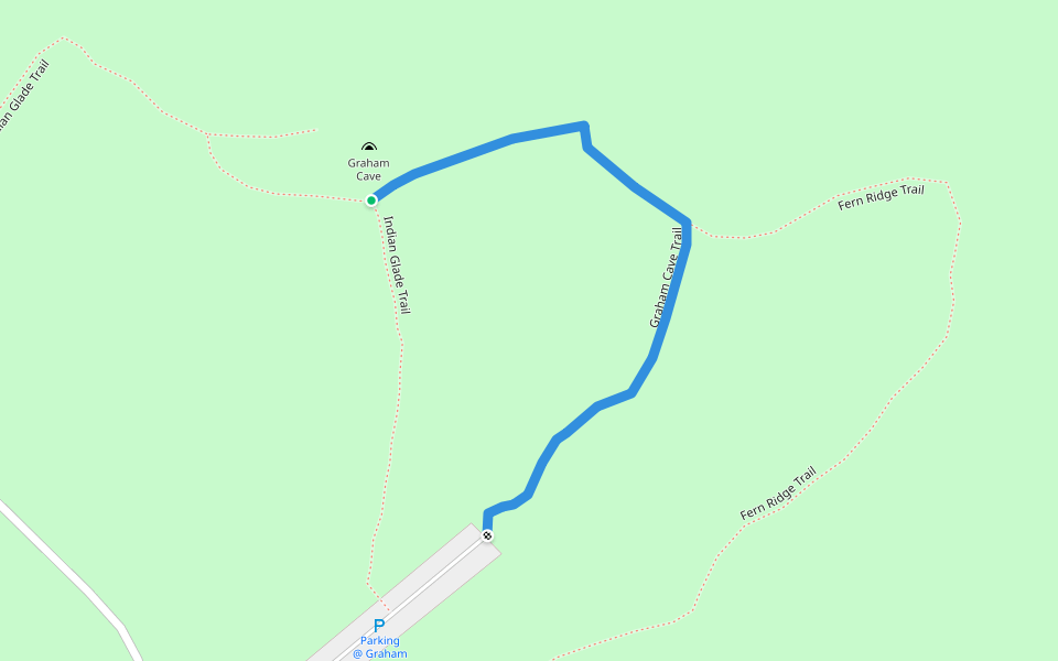 Graham Cave Trail walking route map in Montgomery City
