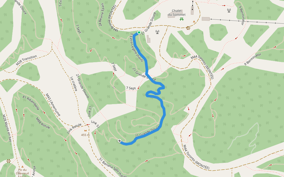 5 Extra Légère (haut) walking route map in Bromont