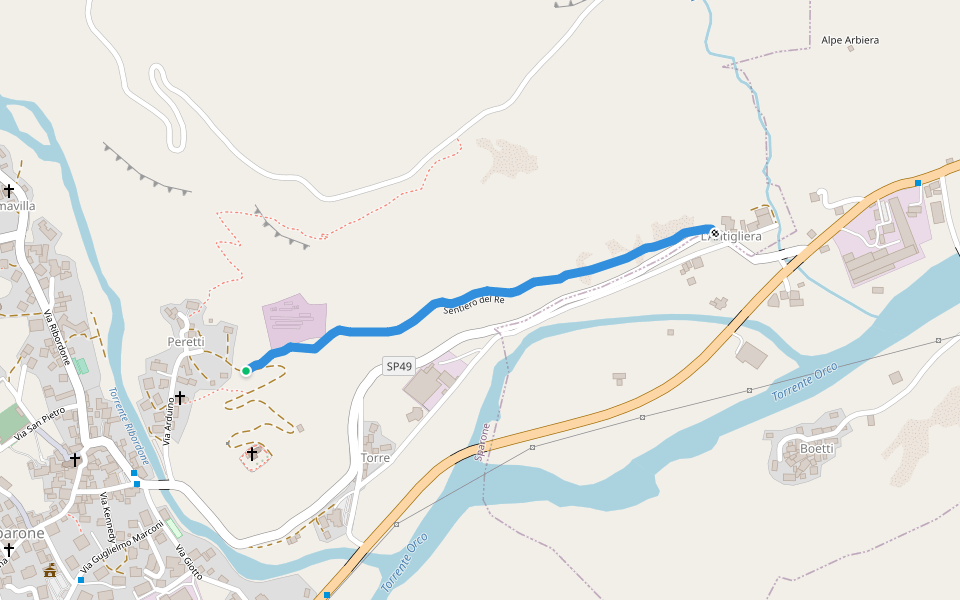Sentiero del Re walking route map in Sparone