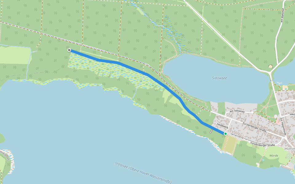 An  den Stolpseewiesen walking route map in Fürstenberg/Havel