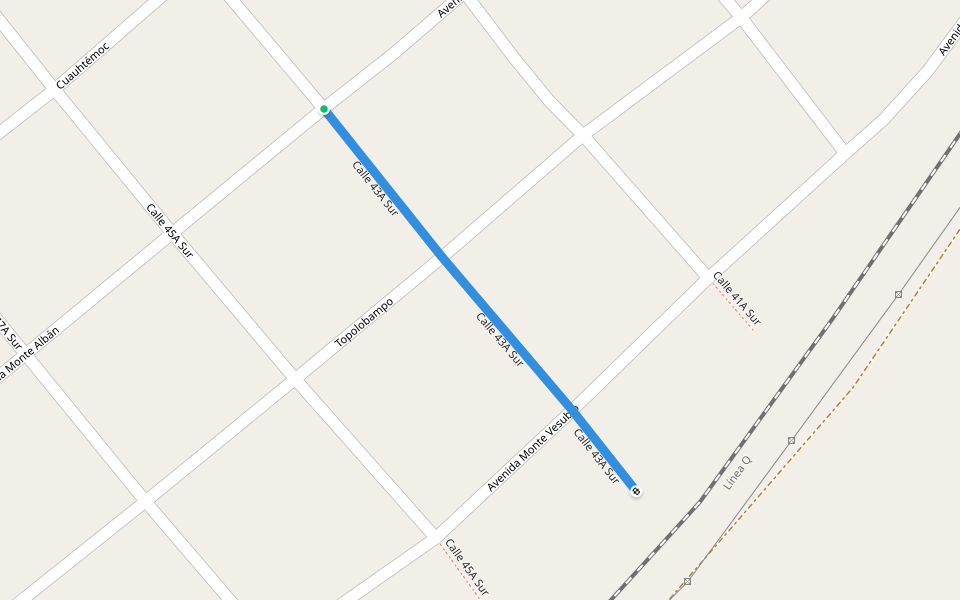 Calle 43A Sur walking route map in Colonia Anáhuac