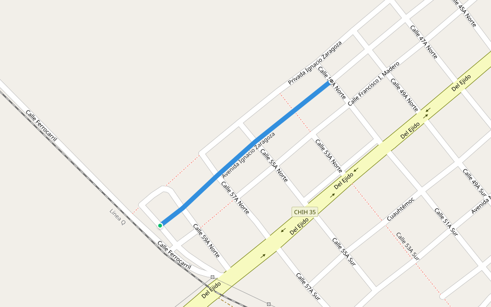 Avenida Ignacio Zaragoza walking route map in Colonia Anáhuac