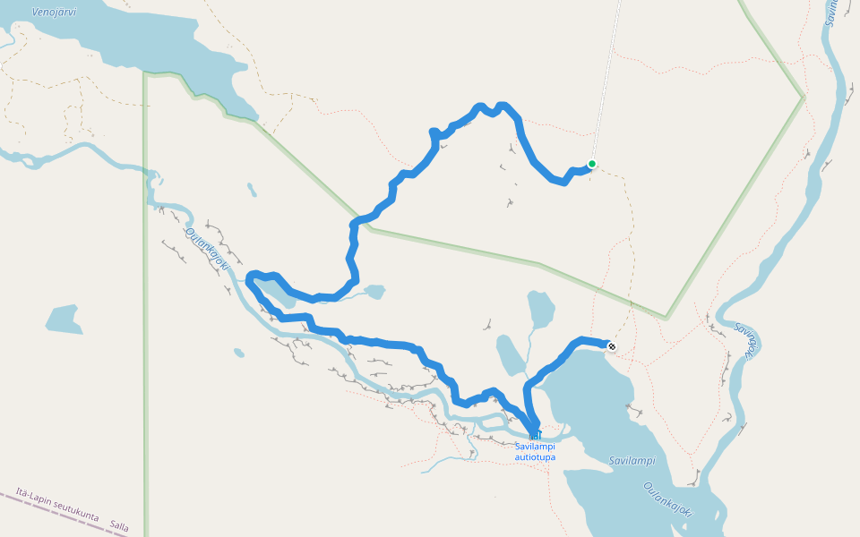 Oulangan kanjonin päiväreitti walking route map in Alatalo