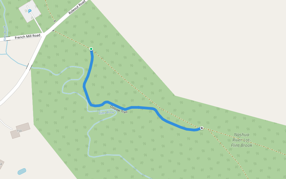 Oxbow Trail walking route map in Hollis
