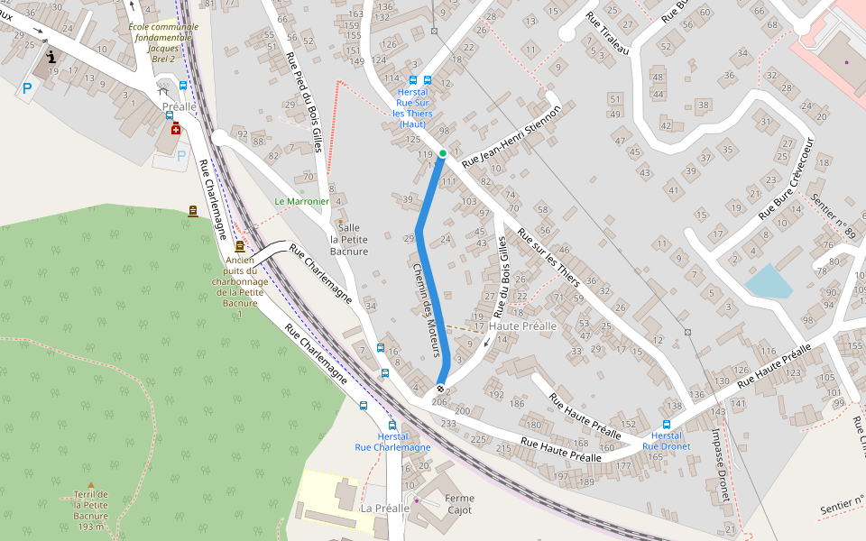 Chemin des Moteurs walking route map in Herstal