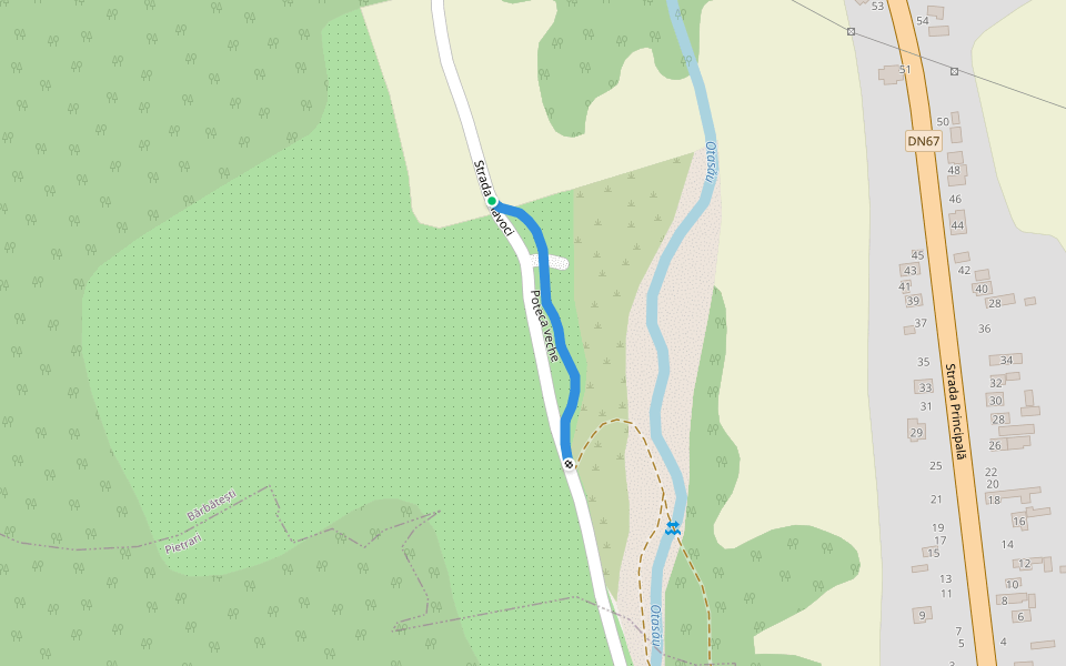Poteca veche walking route map in Bodești
