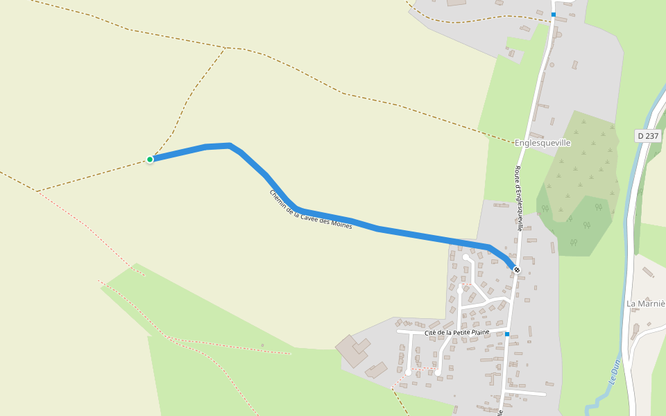 Chemin de la Cavée des Moines walking route map in Le Bourg-Dun