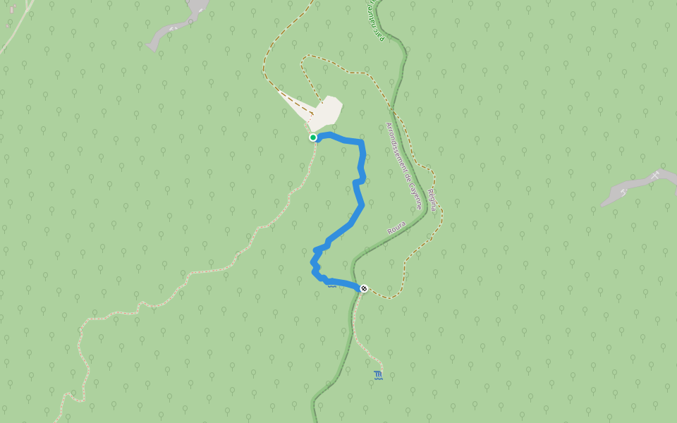 Layon Casacade walking route map in Roura
