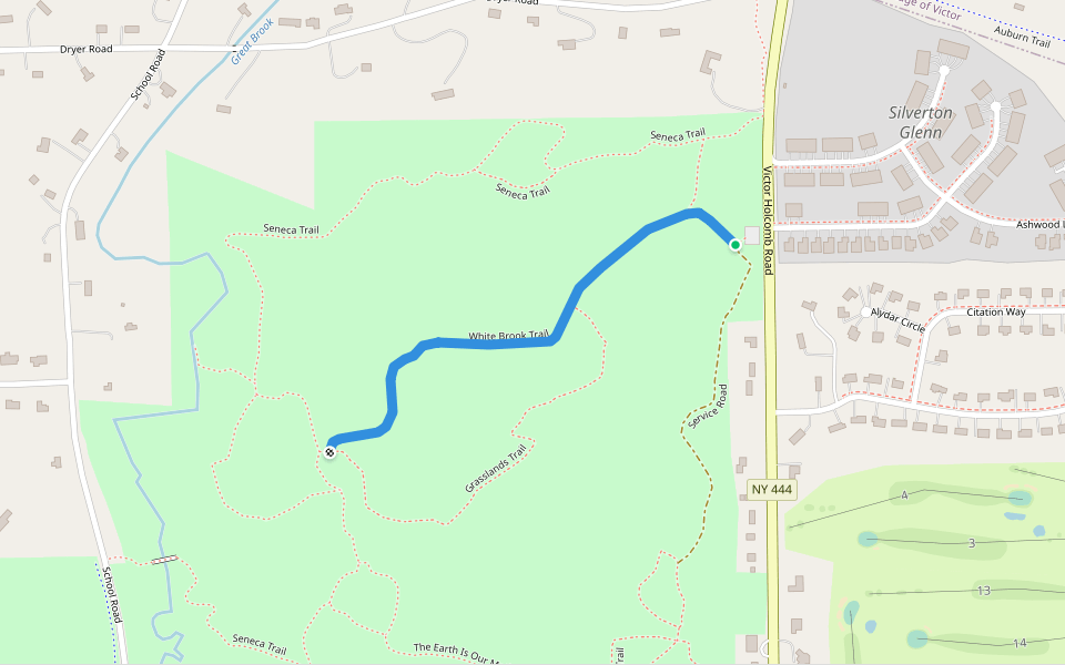 White Brook Trail walking route map in Victor