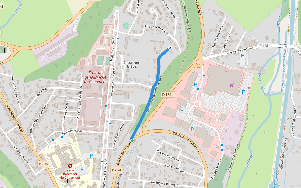 Senteier de Chaumont-le-Bois walking route map in Chaumont