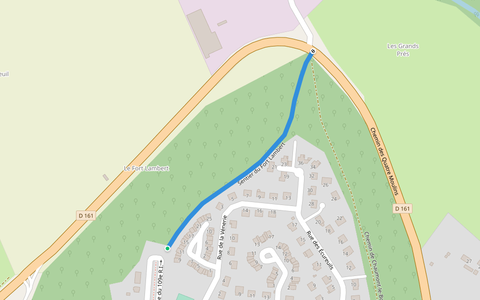 Sentier du Fort Lambert walking route map in Chaumont