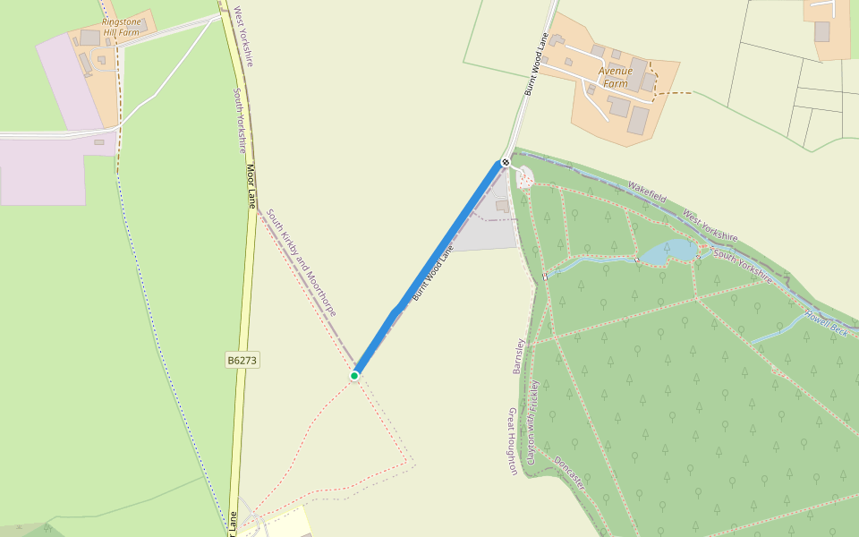 Burnt Wood Lane walking route map in Grimethorpe