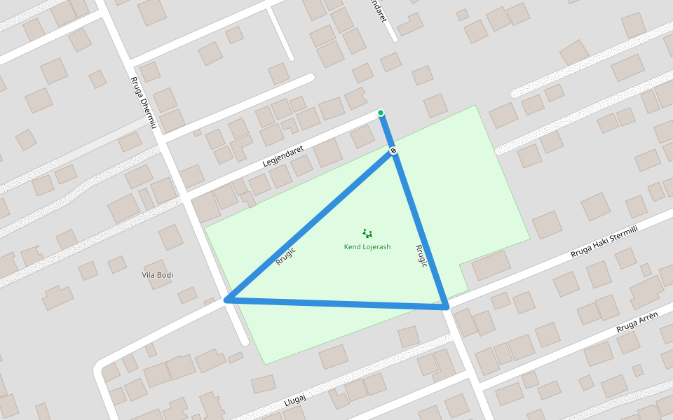 Rrugic walking route map in Kamëz