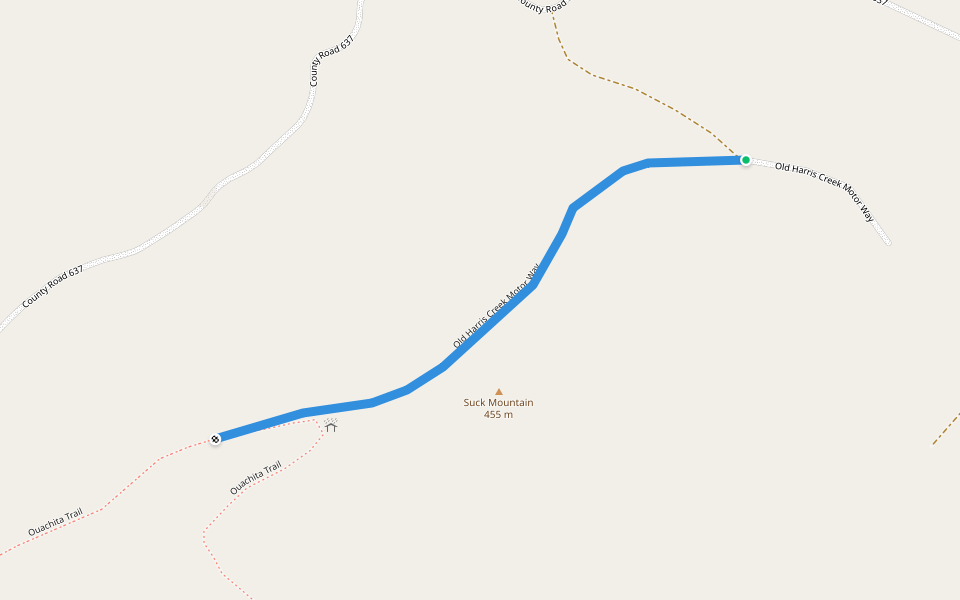 Old Harris Creek Motor Way walking route map in Sims