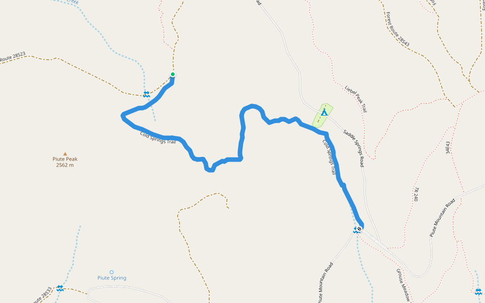 Cold Springs Trail walking route map in Claraville