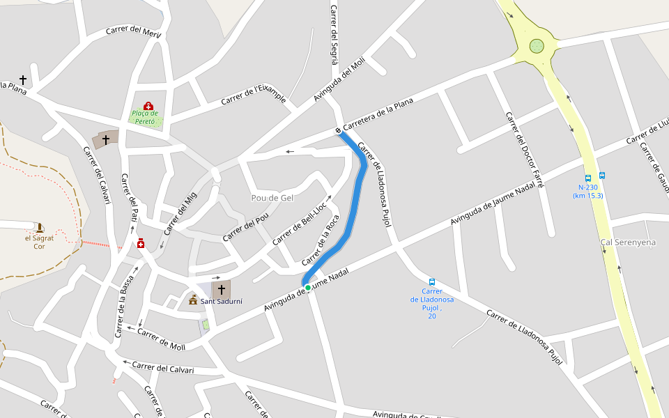 Carrer de la Roca walking route map in Alguaire