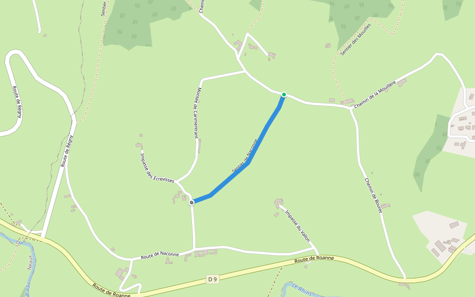Sentier de Naconne walking route map in Régny