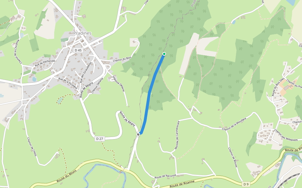 Sentier La Goutte Ivra walking route map in Régny