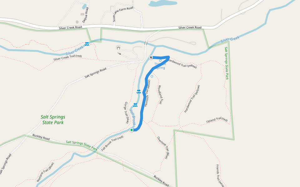 Hemlock Trail (white) walking route map in Montrose