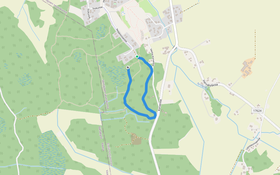 Peippoosen vanha pururata walking route map in Isokyrö