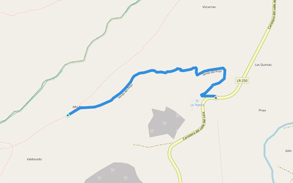 Senda del Piojo walking route map in Leza de Río Leza