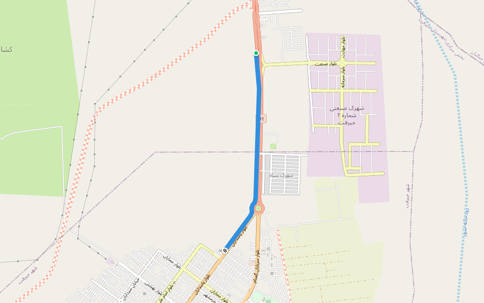 جاده سلامت walking route map in Jiroft