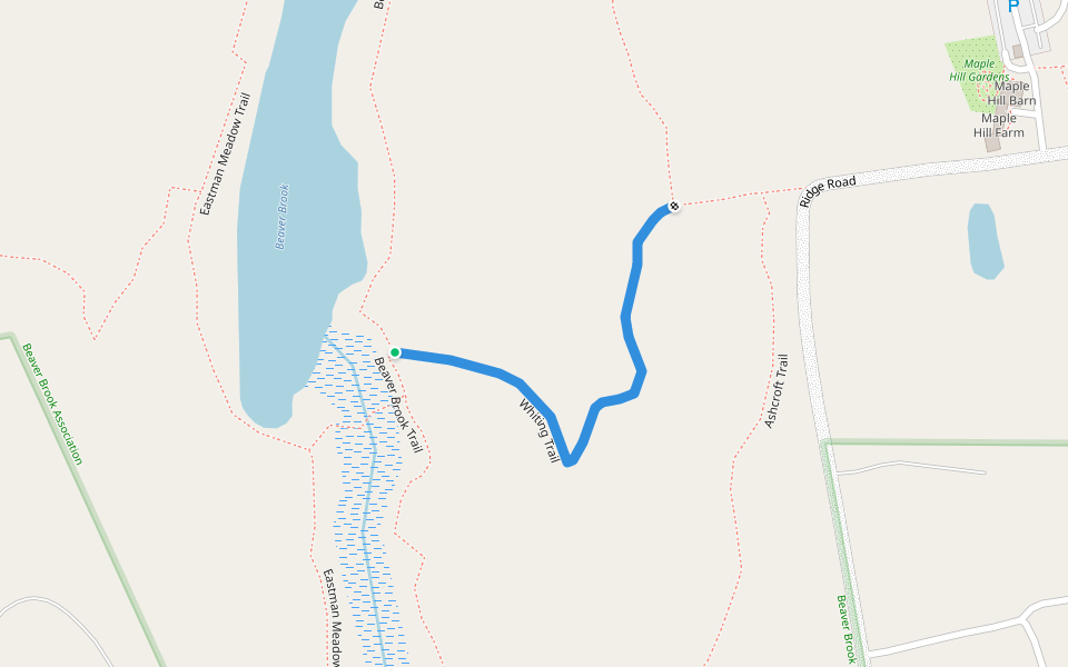 Whiting Trail walking route map in Hollis