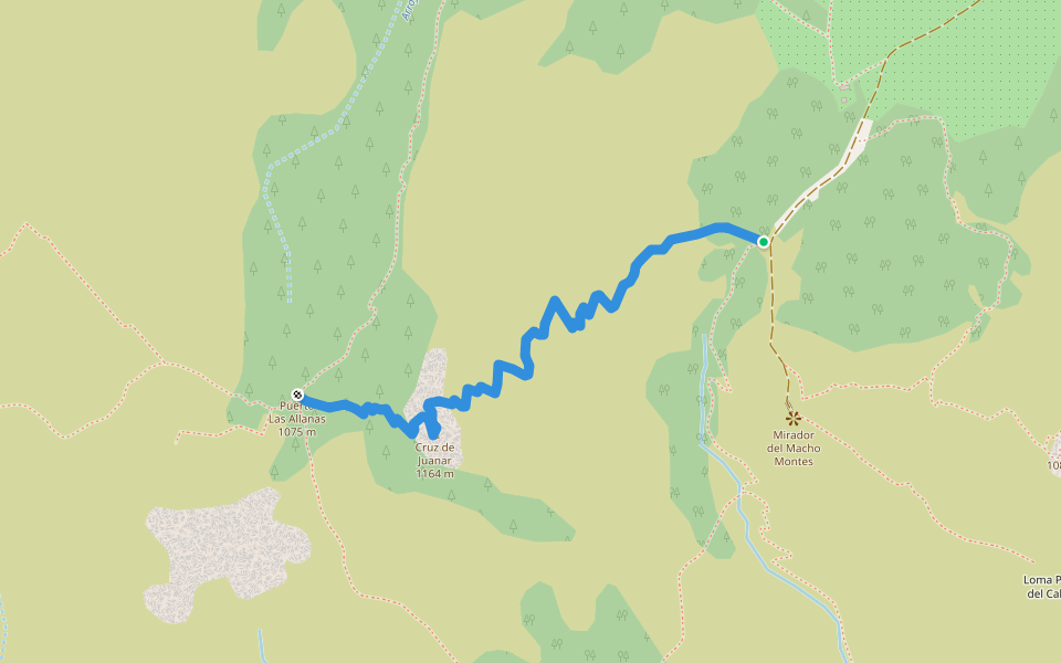 Sendero de Cruz de Juanar walking route map in Ojén