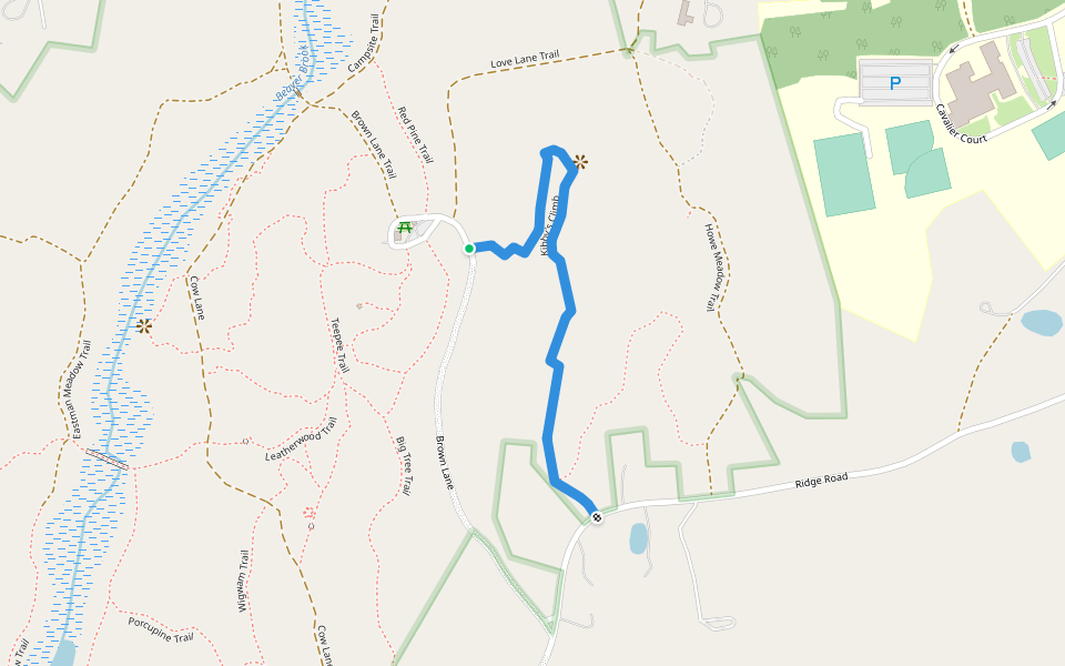 Kibby's Climb walking route map in Hollis