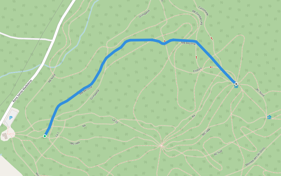 MB Bécosse walking route map in La Malbaie