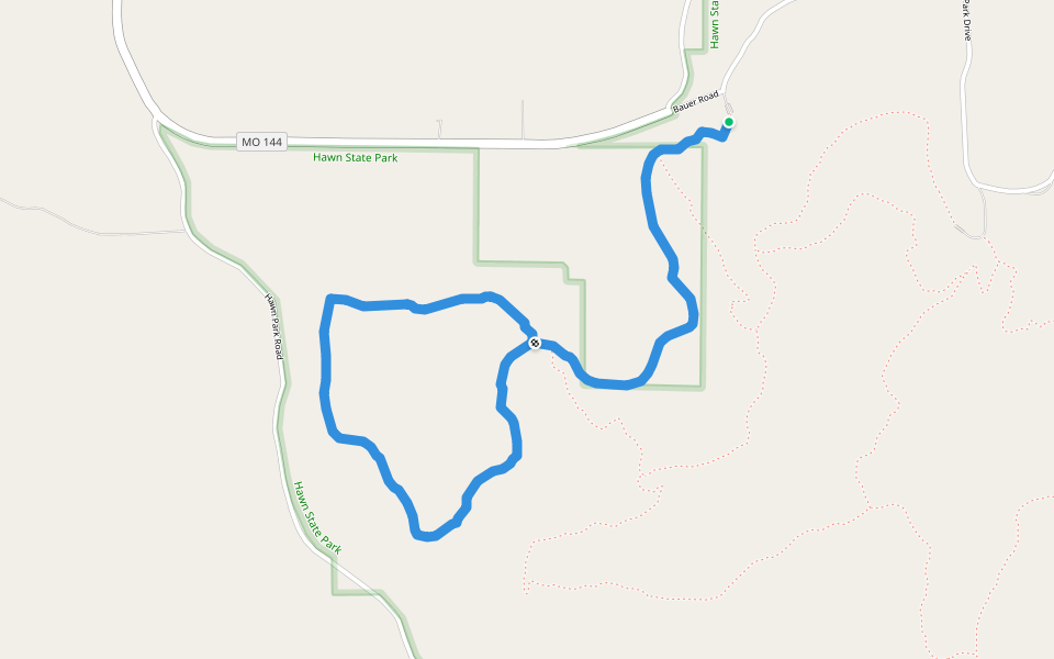 White Oaks Trail walking route map in New Offenburg