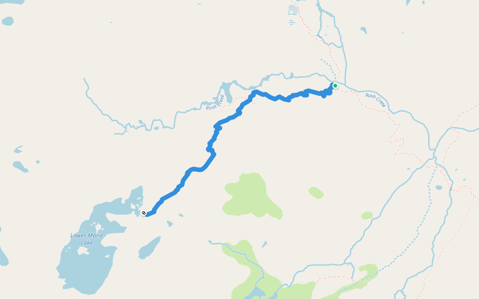 Marie Lakes Trail walking route map in Lee Vining