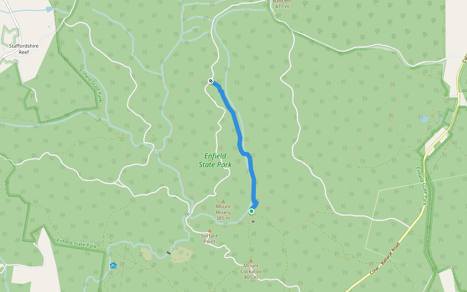 Misery Creek Walking Track walking route map in Enfield