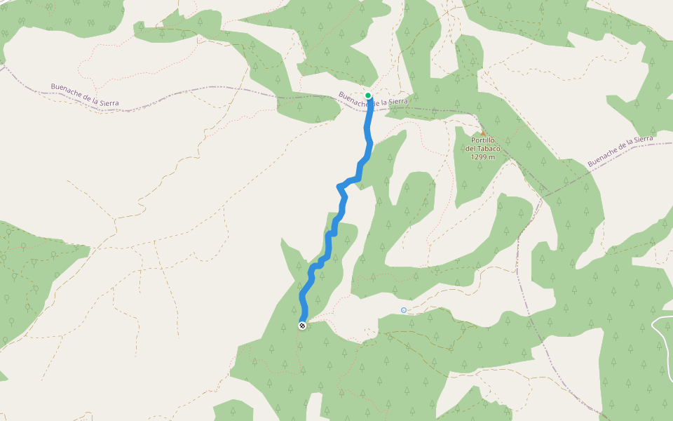 Senda El Barranco de la Hoya Negra walking route map in Buenache de la Sierra