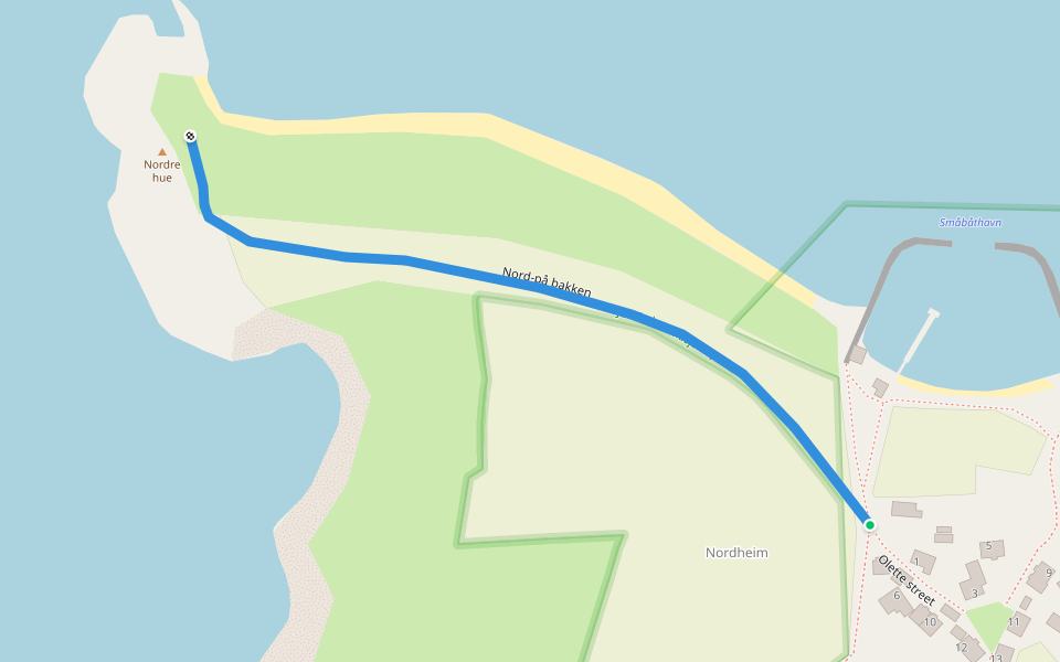 Nord-på bakken walking route map in Valle