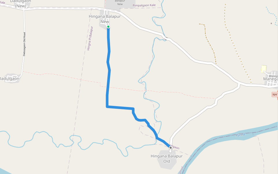 Hingana Balapur New to Old walking route map in Hingna Balapur New