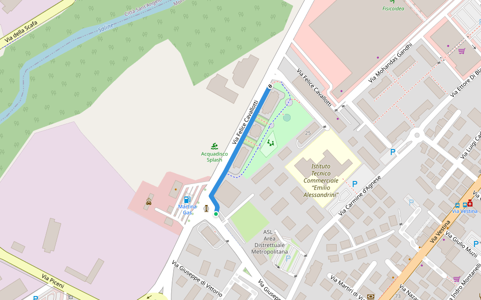 Via Felice Cavallotti walking route map in Montesilvano