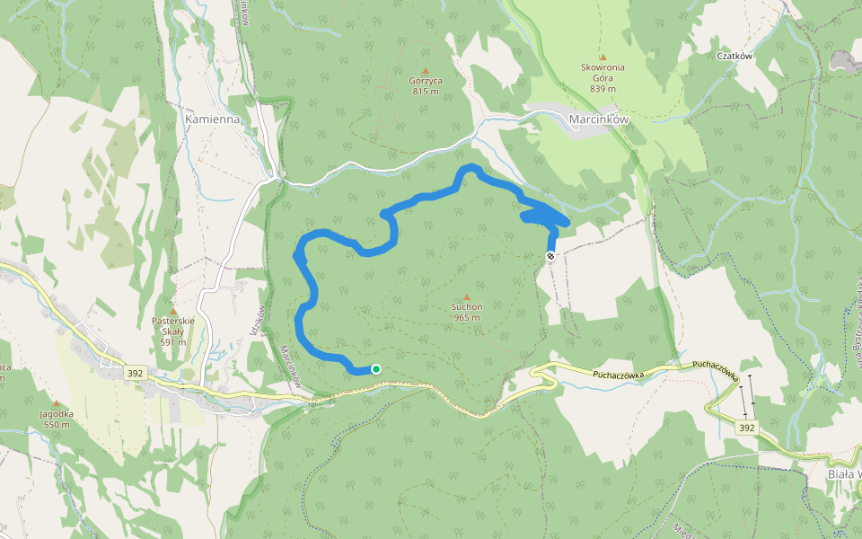 Międzygórze Niebieska 3 walking route map in Idzików