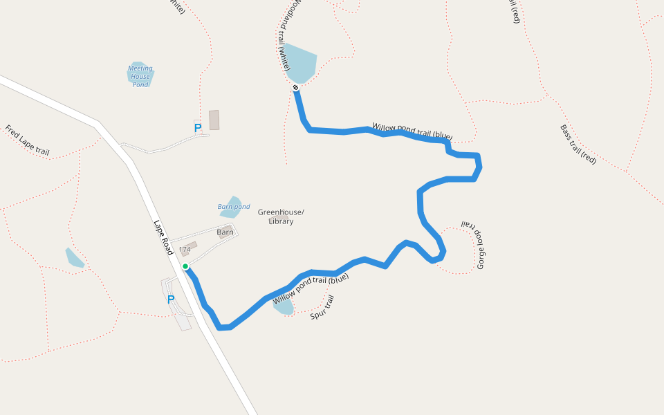 Willow pond trail (blue) walking route map in Esperance