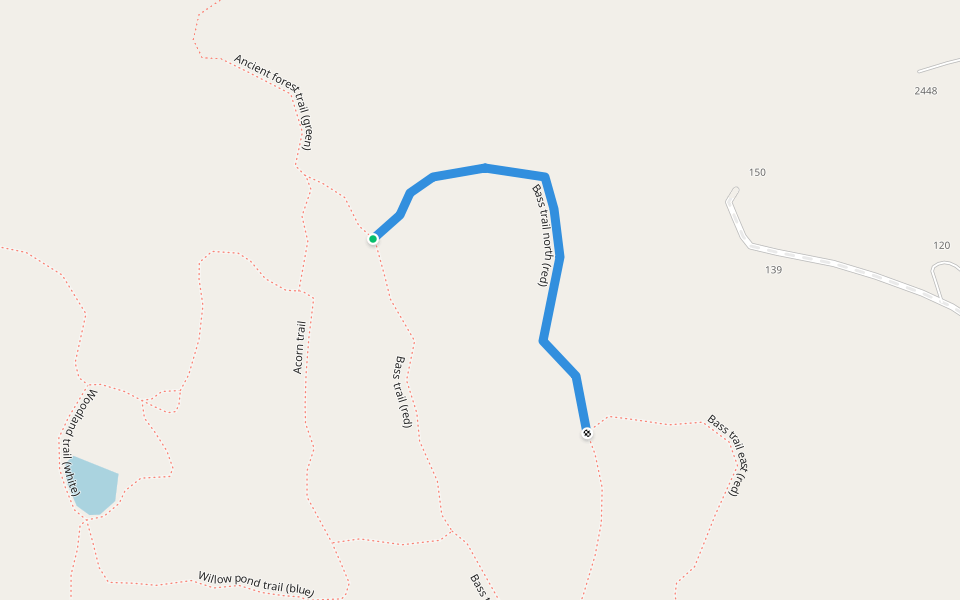 Bass trail north (red) walking route map in Esperance