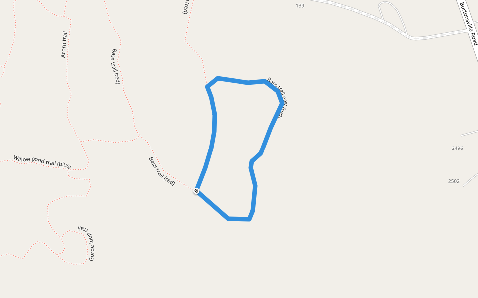 Bass trail east (red) walking route map in Esperance