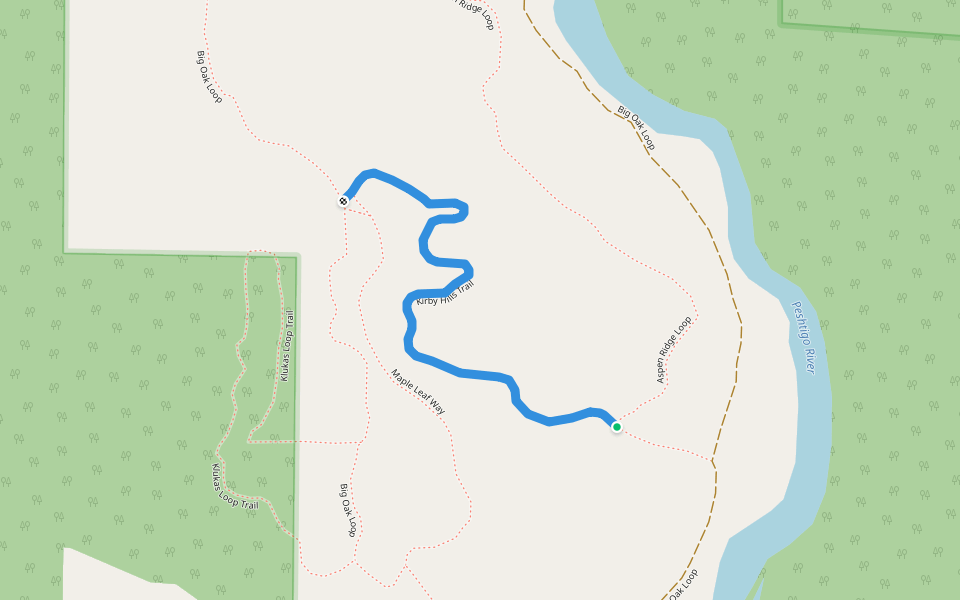 Kirby Hills Trail walking route map in Crivitz