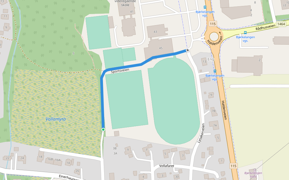 Sportsveien walking route map in Bjørkelangen