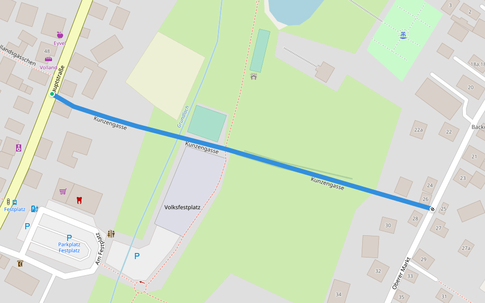 Kunzengasse walking route map in Heroldsberg