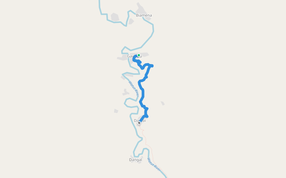 Dambi - Gawapu Trail walking route map in Derim