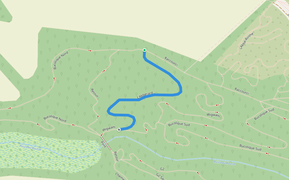 L'Abbérard walking route map in Oka