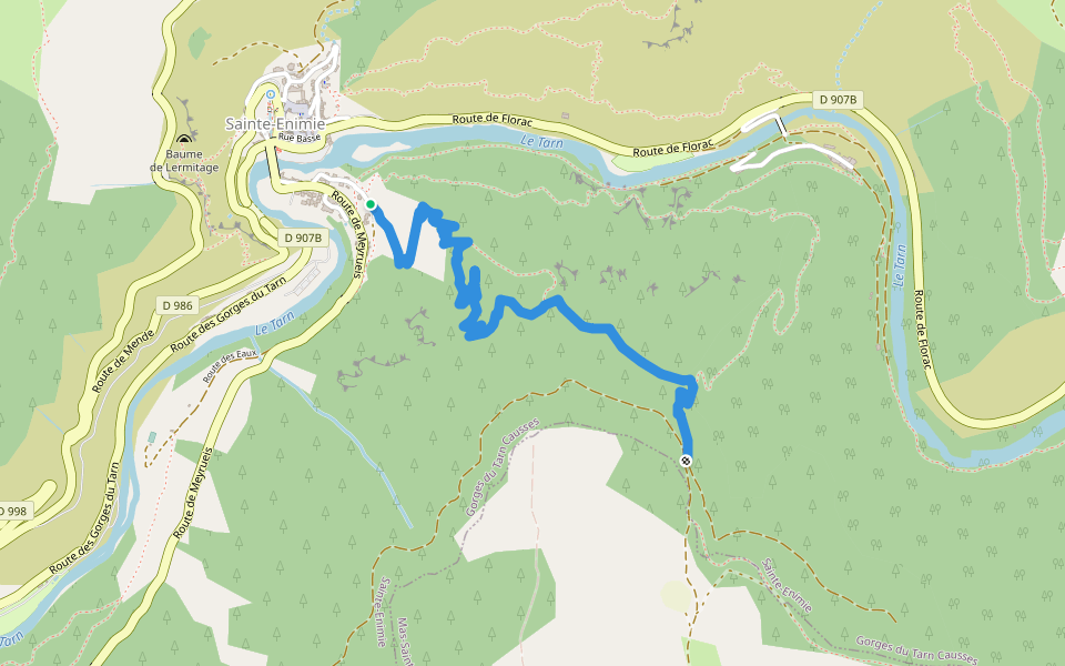Drailhe walking route map in Gorges du Tarn Causses
