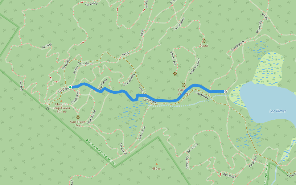 Rainette walking route map in Sainte-Adèle