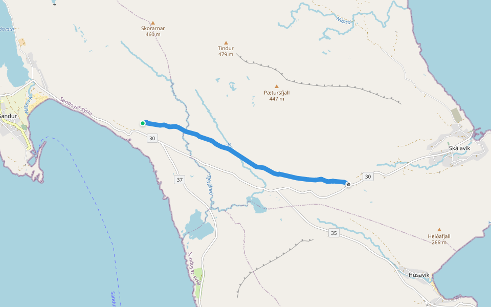 Sandsgøta walking route map in Sandur